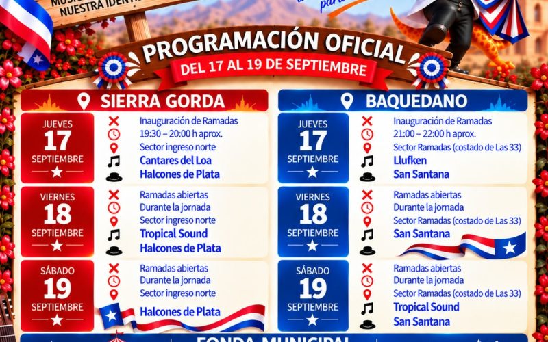 SIERRA GORDA PRESENTA PROGRAMACIÓN OFICIAL PARA CELEBRAR FIESTAS PATRIAS 2026
